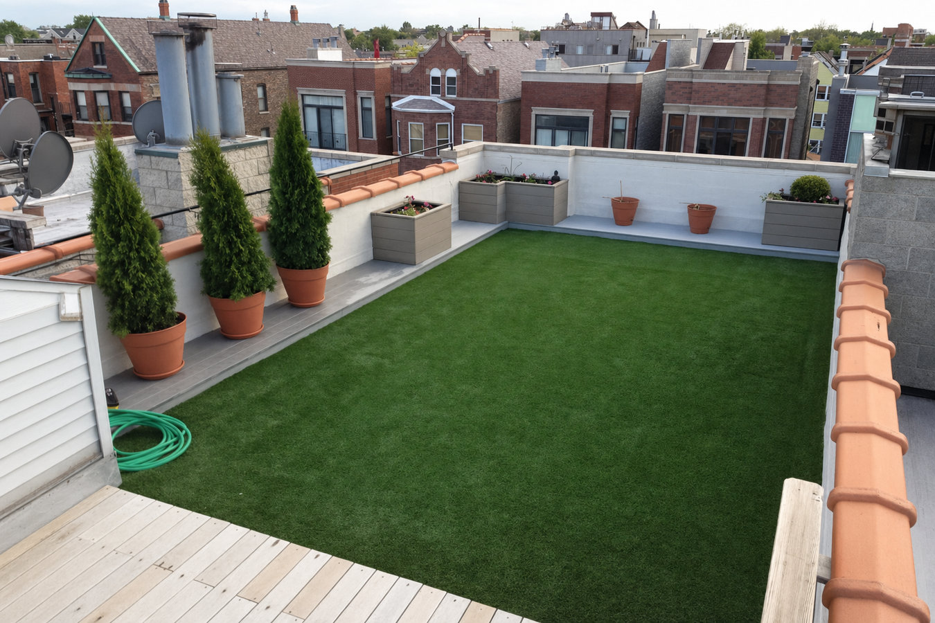 Turf for rooftop gardens